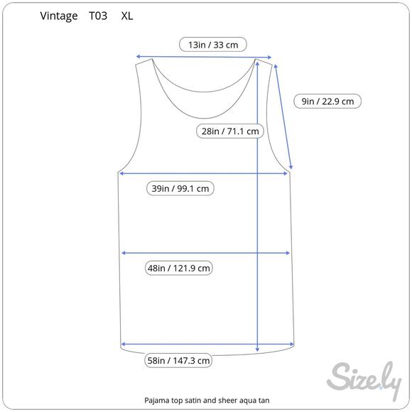 Pajama top satin lace and sheer aqua blue  tan - Picture 2 of 10